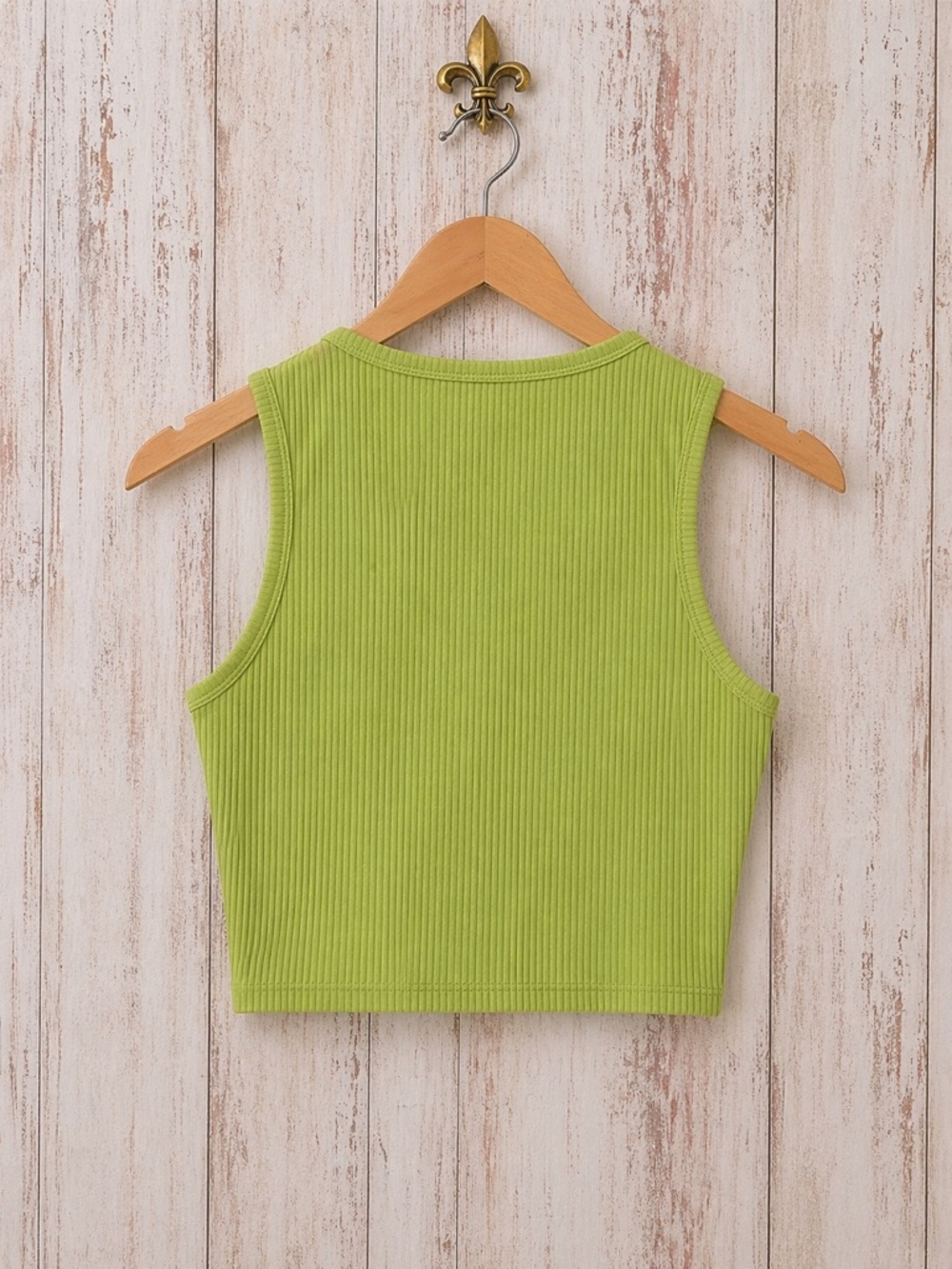 LA Hearts Pac Sun lime  ribbed fitted lounge sleeveless crop top S - Picture 2 of 7